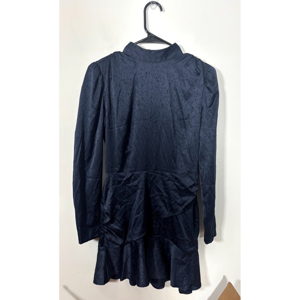 Something Navy Women's mock Neck Ruffle Hem Mini Dress Navy Blue Gothic XS Alt